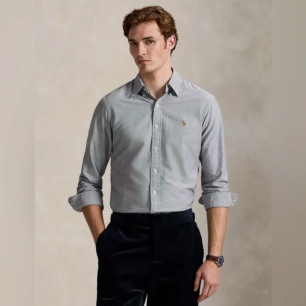 Ralph Lauren Men’s Classic Fit Button Down Shirt Gray Size XXL